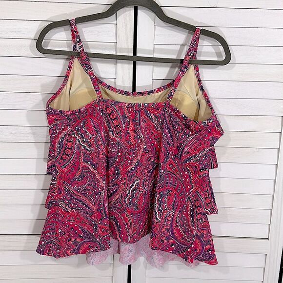 Women's Pink Paisley Tankini Top - Picture 6 of 13